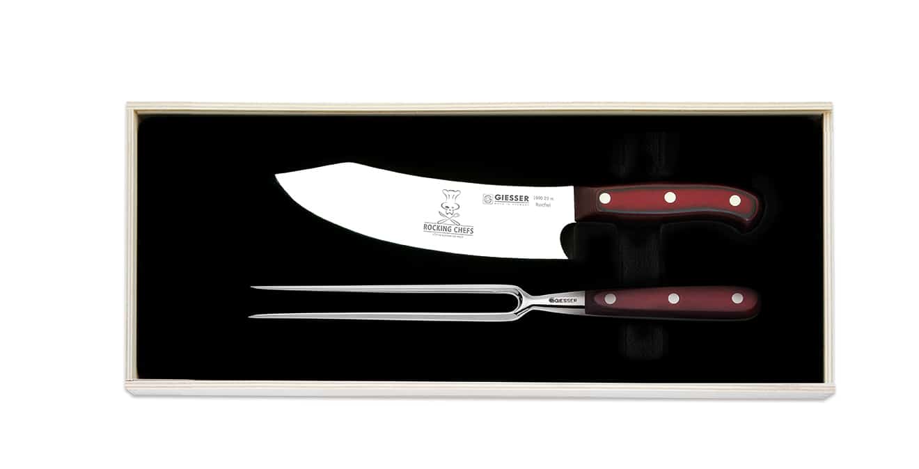 Set de 2 piese – Furculita pentru carne + Cutit de transare cu maner "Mikarta"