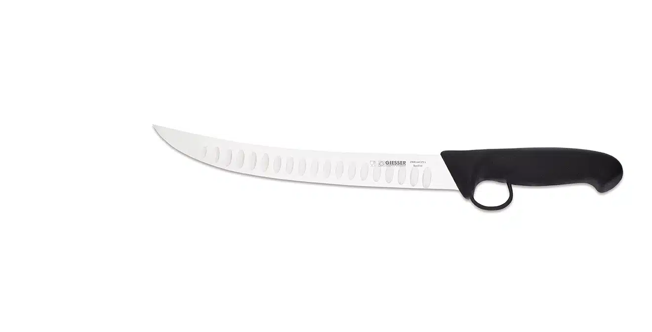 Cutit de feliat cu lama curbata, texturata, cu maner inelar PrimeLine 20 cm