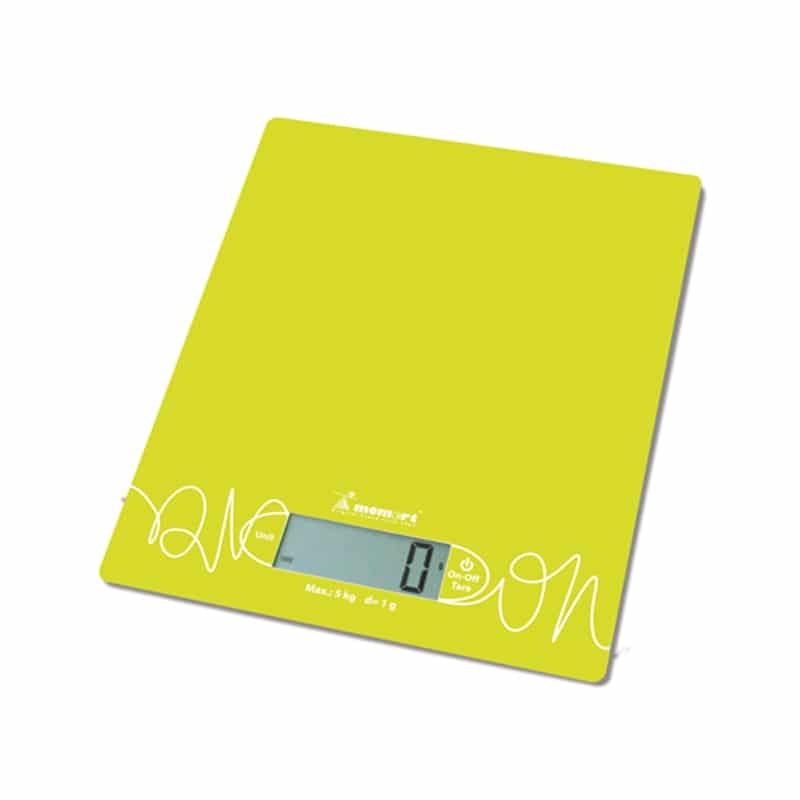MOMERT Cantar de bucatarie electronic cu capac din sticla (verde)