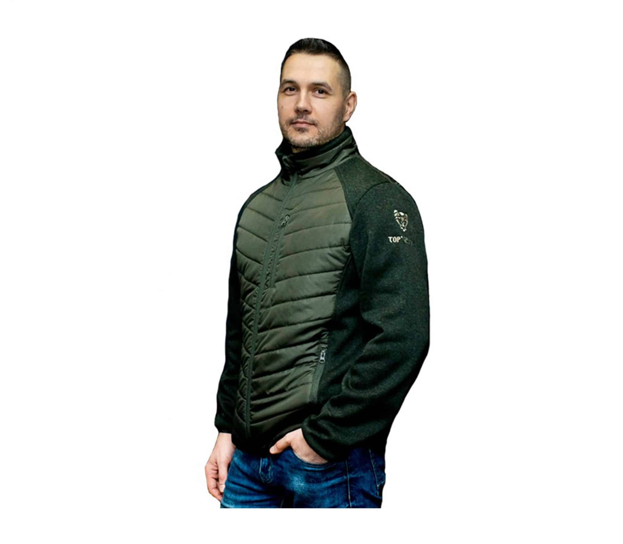 Geaca matlasata verde Top E-Hunter JG pentru toamna-primavara, captusita