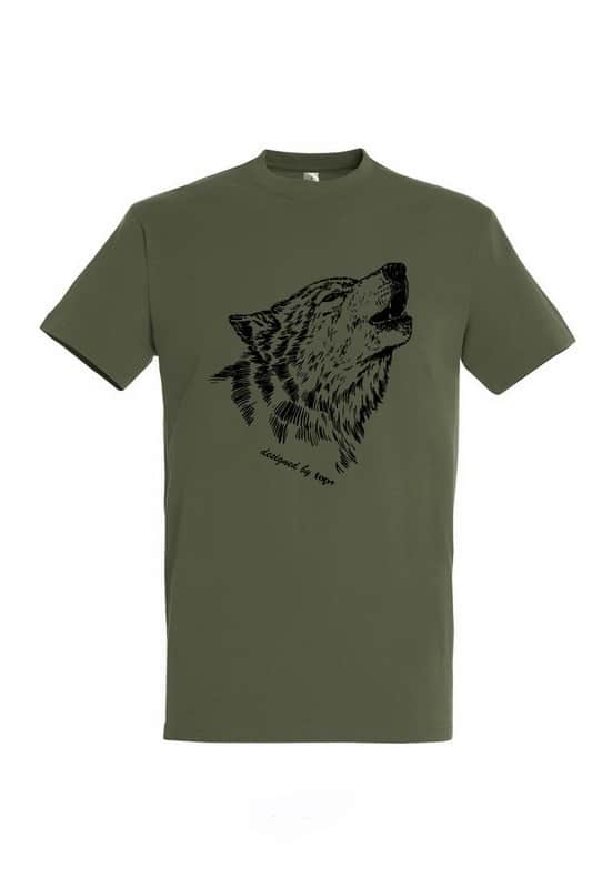Tricou de vanatoare cu guler rotund (model lup)